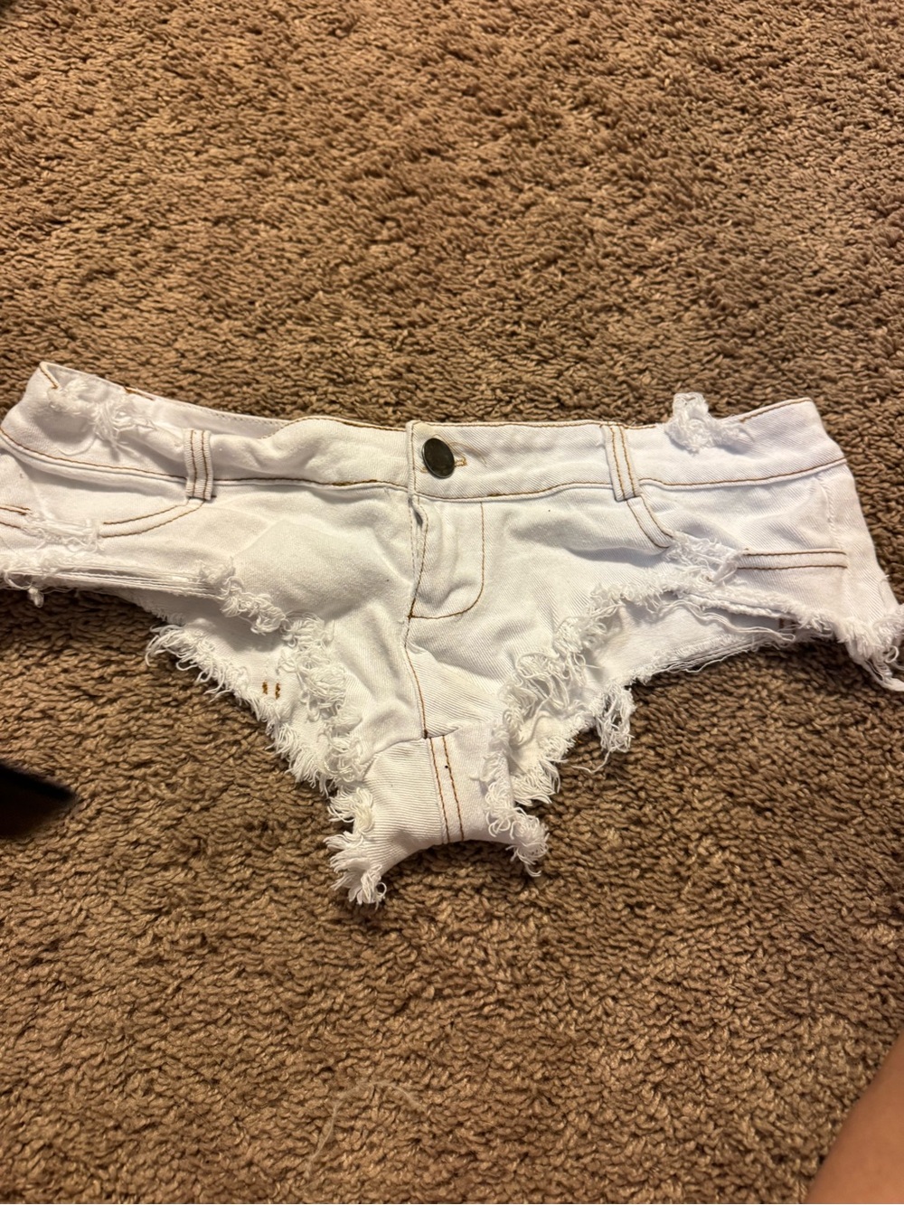 White Frayed Denim Cutoff Shorts - Women's Low-Rise Jean Shorts